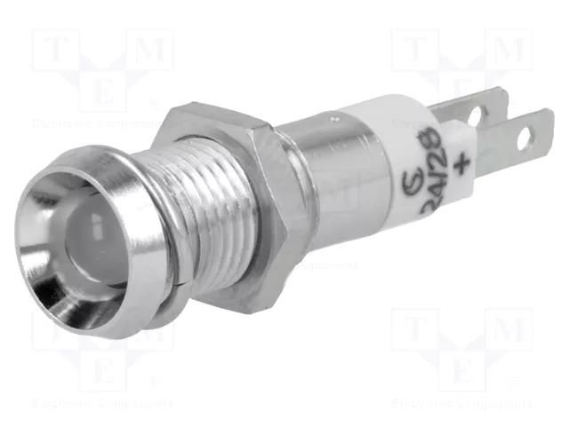 Indicator: LED; recessed; white; 24÷28VDC; Ø8.2mm; IP67; connectors SIGNAL-CONSTRUCT SMBD08614