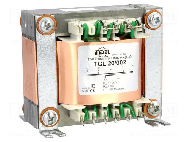 Transformer: speaker; 20VA; Sec.winding imped: 8Ω; 0.03÷15kHz INDEL TGL20/002