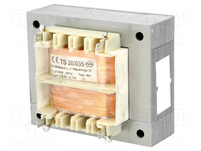 Transformer: mains; 20VA; 230VAC; 115V; 170mA; Leads: solder lugs INDEL TS20/035