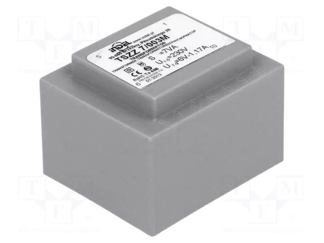 Transformer: encapsulated; 7VA; 230VAC; 6V; 1.16A; PCB; IP00; A: 45mm INDEL TSZZ6/6V