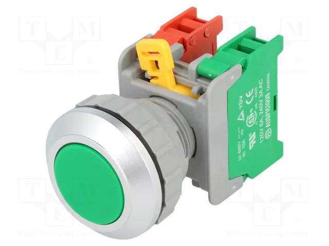 Switch: push-button; 30mm; Stabl.pos: 1; NC + NO; green; IP65; XB30 AUSPICIOUS XB30-1-O/C-G