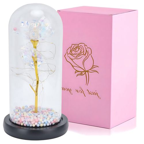 EXTRALINK HOME WIECZNA RÓŻA W SZKLE ŚWIECĄCA LED BIAŁA W-1496, EXTRALINK EX.24176 5907207224176