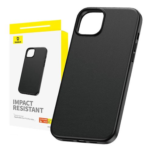 Phone Case for iPhone 15 ProMax Baseus Fauxther Series (Black), Baseus P60157304113-03