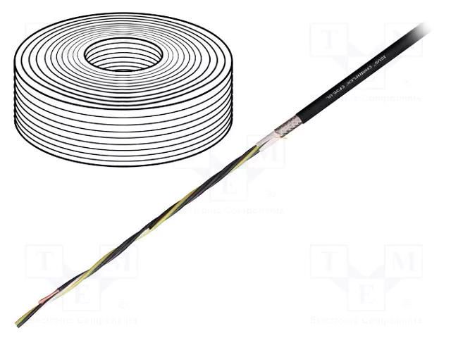 Wire: motor; chainflex® CF35.UL; 4G6mm2; black; stranded; Cu; 16mm IGUS CF35.UL.60.04