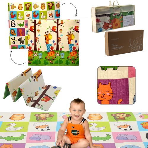 Extralink Double-Sided Educational Play Mat, 180x200x1 cm Foldable Animals + Bag, EXTRALINK EX.27948 5907207227948