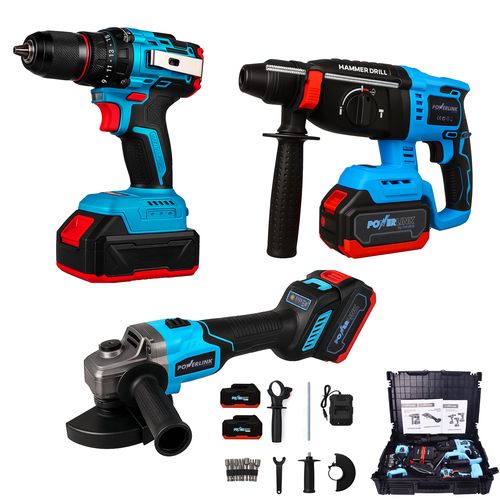 EXTRALINK POWERLINK ZESTAW AKUMULATOROWYCH NARZĘDZI SZLIFIERKA, MŁOT UDAROWY, WKRĘTARKA PWL-AG815, PWL-6608, PWL-CD1016, EXTRALINK EX.24268 5907207224268