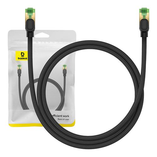 Braided network cable cat.8 Baseus Ethernet RJ45, 40Gbps, 1m (black), Baseus B0013320C111-01