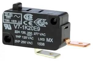 MICROSW, SPST-NO, PIN PLUNGER, 22A/125V V7-1K20E9