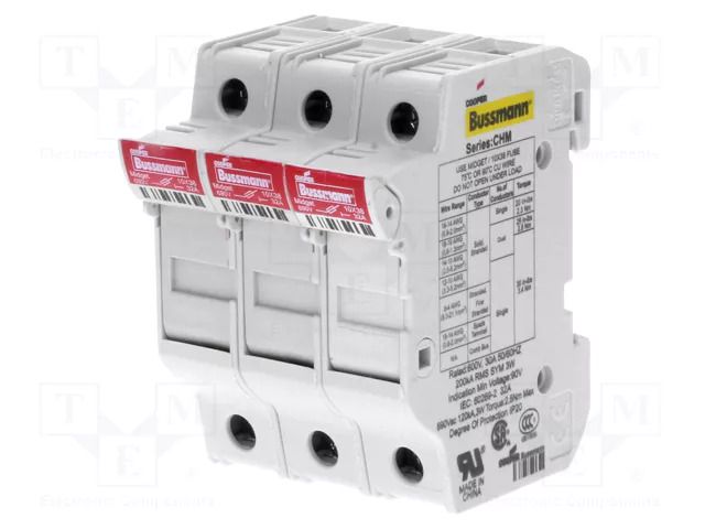 Fuse holder; 10.3x38mm; for DIN rail mounting; 32A; 690VAC BUSSMANN CHM3DU
