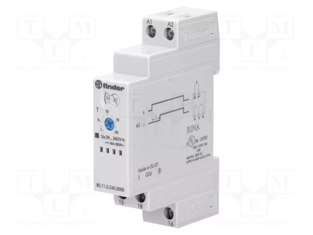 Automation module: timer; 0,1s÷24h; SPDT; 250VAC/10A; 24÷240VDC FINDER 80.11.0.240.000