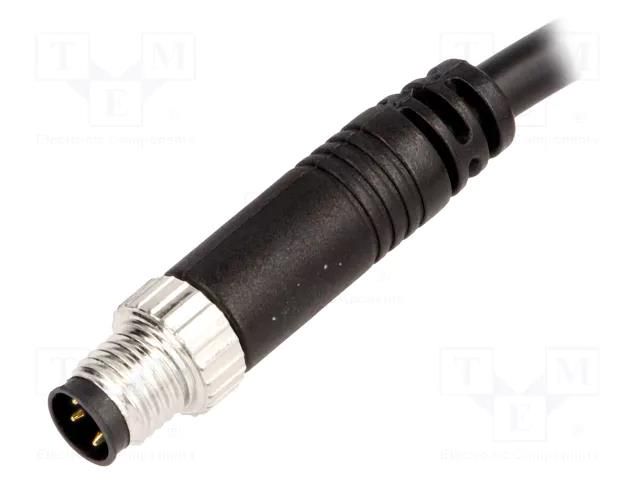 Connector: M8; 1m; male; PIN: 3; 3A; 60V; IP67; straight; plug AMPHENOL LTW 8-03AMMM-SL7A01
