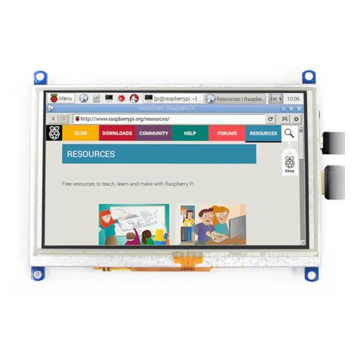 Touch screen G - resistive LCD TFT 5'' 800x480px HDMI + USB for Raspberry Pi 4B/3B+/3B/2B/Zero - Waveshare 14447 WSR-11934