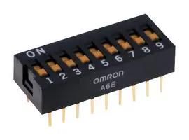 DIP SW, SPST, 0.025A, 24V, 9POS, THT A6E-9104-N