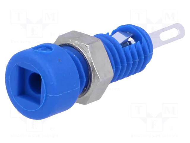 Connector: 2mm banana; socket; 6A; Overall len: 21mm; blue; MBI 1 HIRSCHMANN T&M MBI1BL