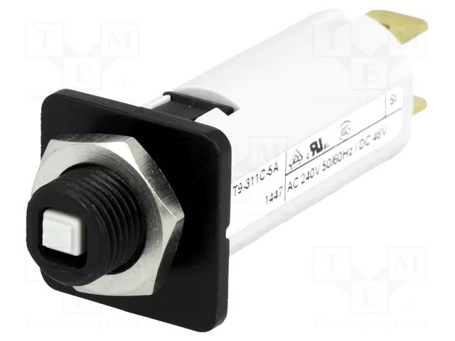 Circuit breaker; 240VAC; 48VDC; 5A; SPST; Poles: 1; on panel,screw SCHURTER T9-311C-5A