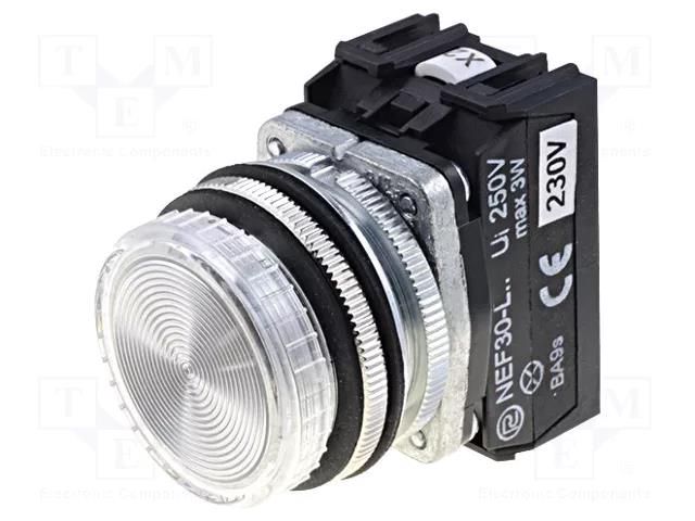 Control lamp; 30mm; NEF30; -15÷30°C; Illumin: LED,filament lamp PROMET NEF30-LPB220