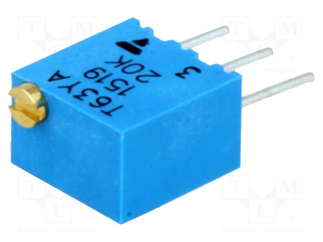 Potentiometer: mounting; multiturn; 20kΩ; 250mW; ±10%; linear; THT VISHAY T63YA20K