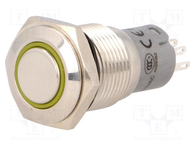 Switch: vandal resistant; Pos: 2; SPDT; 0.5A/220VAC; 1A/24VDC; IP67 ONPOW V16-11R-12Y-S