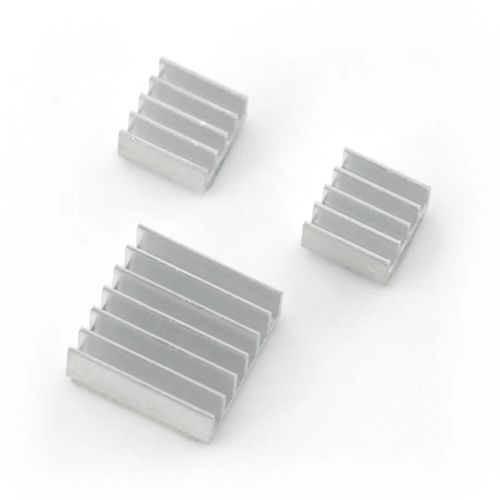 Set of heat sinks for Raspberry Pi with thermoconductive tape - 3pcs RPI-01597