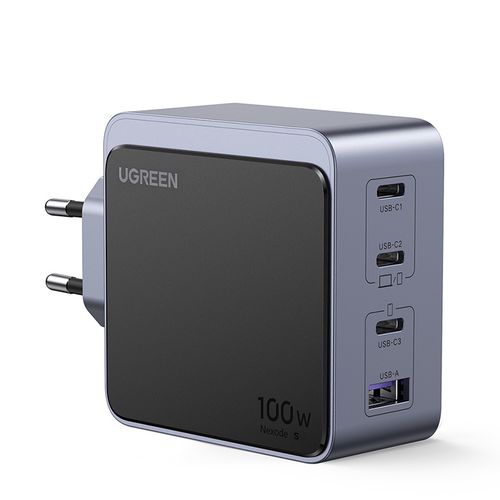 Wall Quick Charger Nexode S GaN 100W USB-A + 3xUSB-C QC4.0+ PD3.0, Grey UGREEN/35043