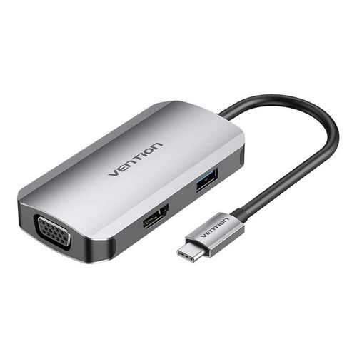 USB-C Docking Station to HDMI, VGA, USB 3.0, PD 0.15m Vention TOAHB, gray, Vention TOAHB