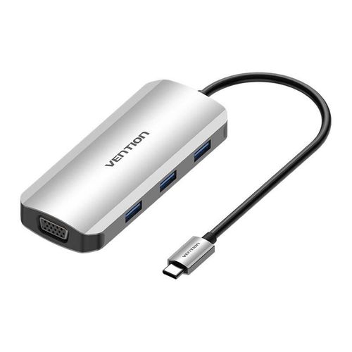 USB-C Docking Station to HDMI, VGA, 3x USB 3.0, PD 0.15m Vention TOIHB (gray), Vention TOIHB