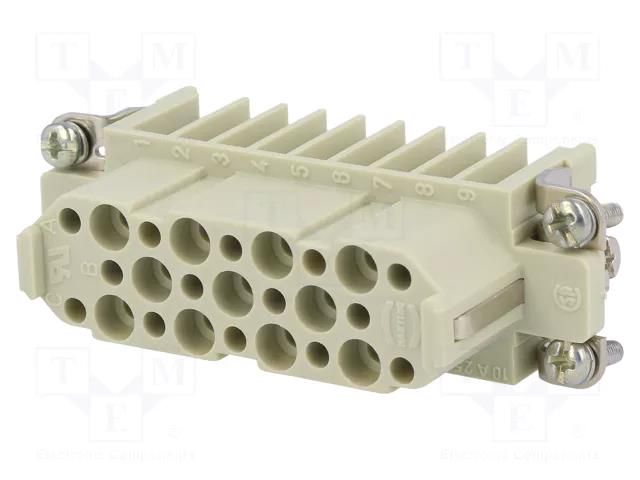 Connector: HDC; contact insert; female; 10A; 250V; Han® D; PIN: 25 HARTING 09210253101