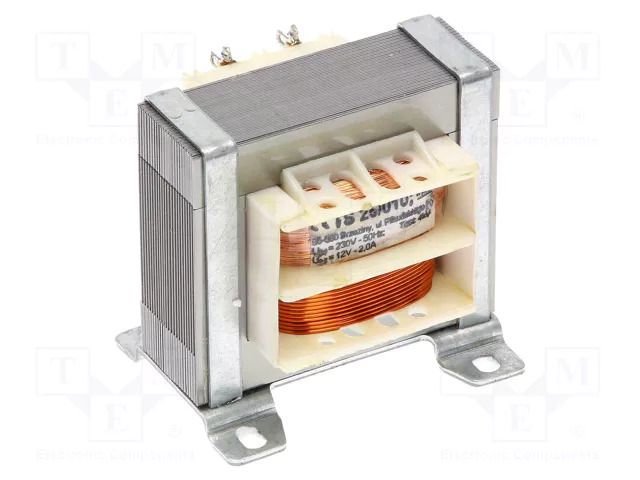 Transformer: mains; 25VA; 230VAC; 12V; 2A; Leads: solder lugs; IP00 INDEL TS25/010