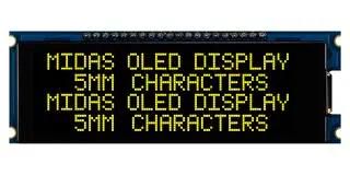 OLED MODULE, COB, 20 X 4, YELLOW ON BLK MDOB42005CV-EYM
