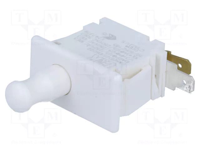Switch: door; Pos: 2; SPDT; 10A/250VAC; white; Leads: connectors C&K DS1D6CQ2