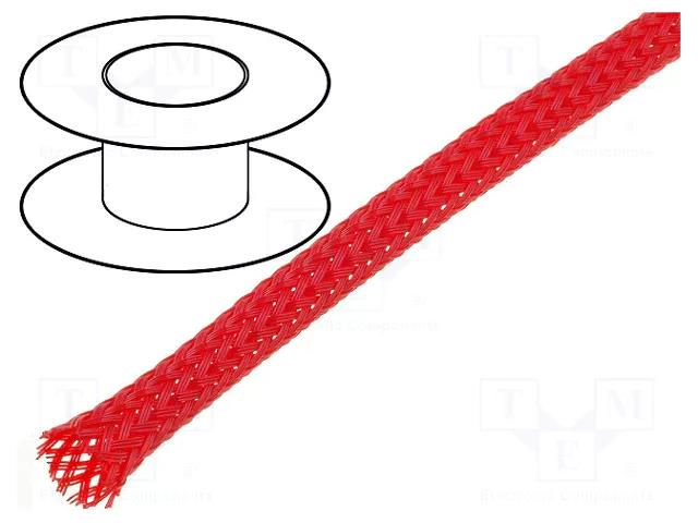 Braid; polyester; red; Package: 100m; ØBraid : 3÷7nom.4mm 4CARMEDIA OPL.04-RD