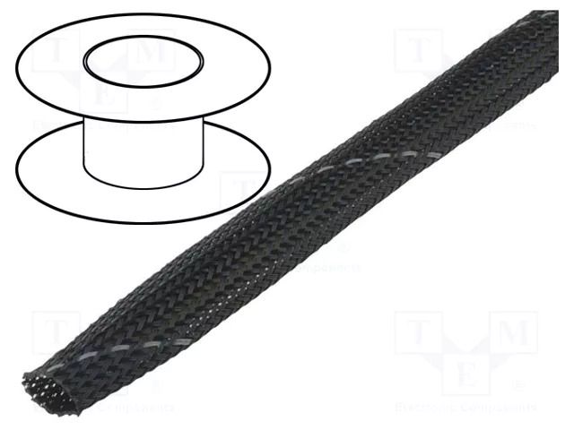 Braid; polyester; dark grey; Package: 100m; ØBraid : 11÷17nom.12mm 4CARMEDIA OPL.12-BK/GY