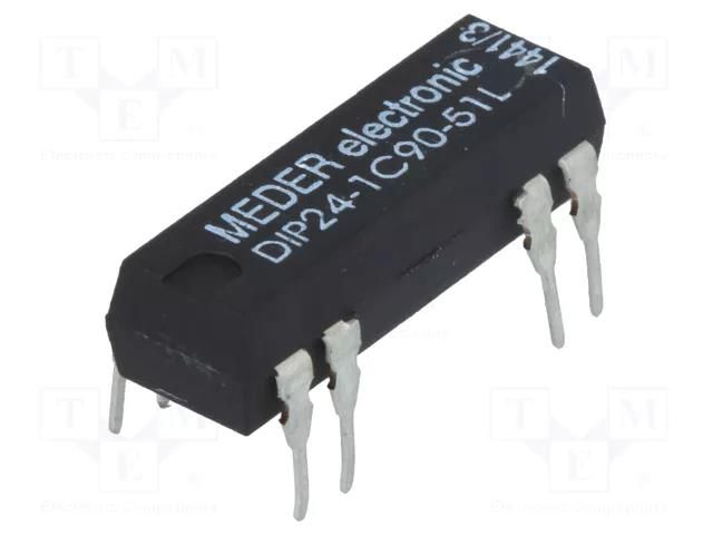 Relay: reed switch; SPDT; Ucoil: 24VDC; 0.5A; max.100VDC; Rcoil: 2kΩ MEDER DIP24-1C90-51L