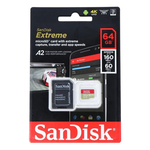 SanDisk Extreme microSD 64GB 160MB/s UHS-I class 10 with adapter KAP-08540 619659193409
