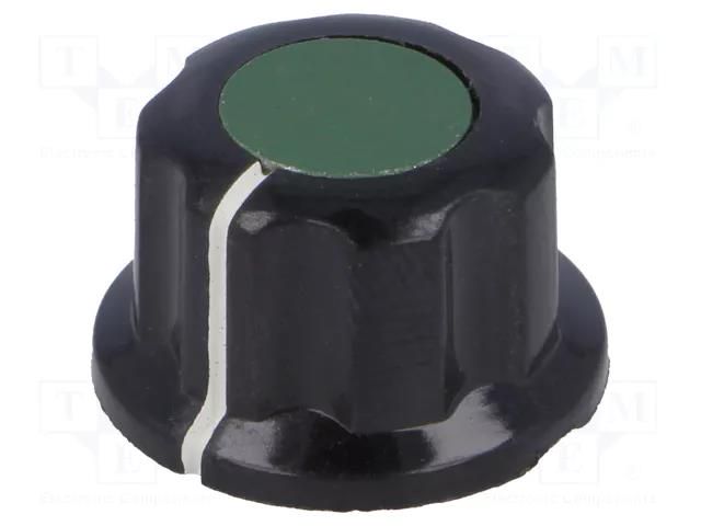 Knob; with flange; bakelite; Øshaft: 6.35mm; Ø16.5x11mm; green SR PASSIVES G19-GN