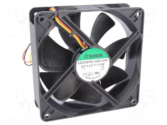 Fan: DC; axial; 12VDC; 120x120x38mm; 234.4m3/h; 48dBA; ball; 24AWG SUNON EEC0381B1-G99