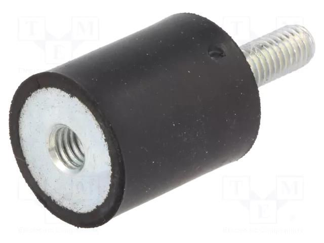 Vibration damper; M6; Ø: 20mm; rubber; L: 25mm; Thread len: 18mm ELESA+GANTER DVA2-20-25-M6
