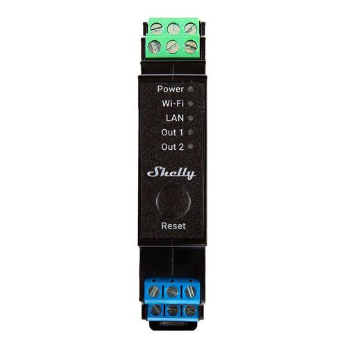 Shelly Pro 2PM DIN Rail 2-channel Relay, WiFi/LAN (Power measurement), Shelly Pro2PM