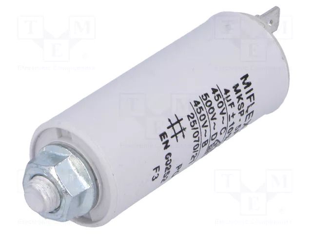Capacitor: polypropylene; motors, run; 4uF; 450V; Ø25x58mm; ±10% MIFLEX I15KV540K-B