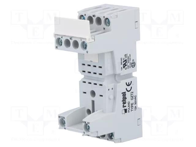 Socket; PIN: 8; 12A; 300VAC; on panel,for DIN rail mounting RELPOL GZT2