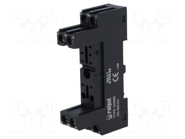 Socket; PIN: 8; 12A; 300VAC; on panel,for DIN rail mounting RELPOL GZ80