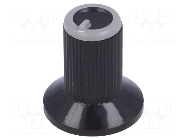Knob; with flange; plastic; Øshaft: 6mm; Ø10x19mm; black; grey SR PASSIVES GTC6M-18X19-S