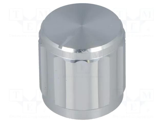 Knob; with pointer; aluminium; Øshaft: 6.35mm; Ø15x15mm; silver SR PASSIVES GS6.4-15X15