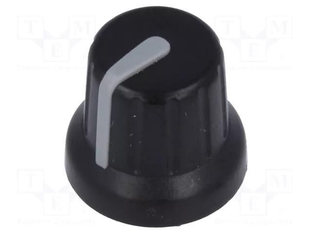 Knob; miniature,with pointer; ABS; Øshaft: 6mm; Ø16x14mm; black SR PASSIVES GMN-4GY