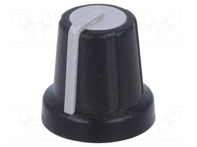 Knob; miniature; ABS; Øshaft: 6mm; Ø16x16mm; black; push-in SR PASSIVES GMN-2GY