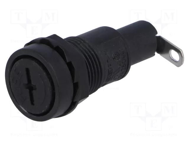 Fuse holder; 5x20mm; 10A; on panel; 250VAC; Cutout: Ø12.5mm SCI GBA-ZB11