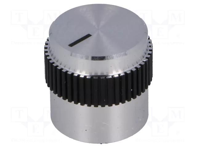 Knob; with pointer; aluminium; Øshaft: 6mm; Ø15x15mm; grey-black MENTOR G5615.6614