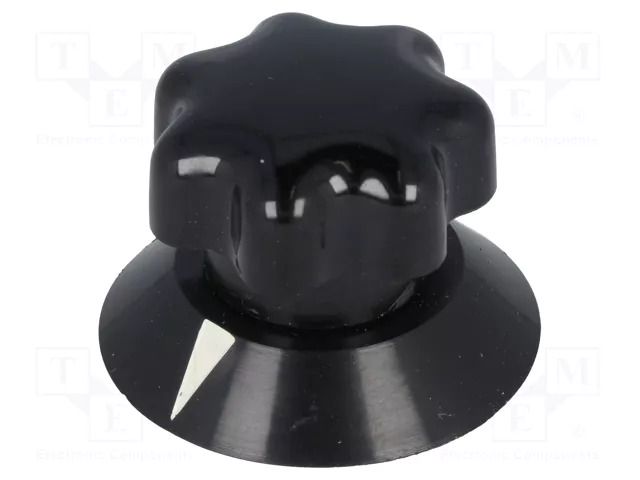 Knob; with pointer; ABS; Øshaft: 6mm; Ø25x22mm; black; Shaft: smooth MENTOR G321.611