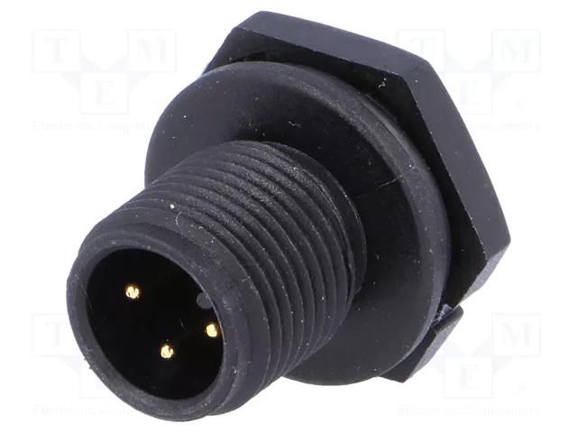 Connector: M12; socket; PIN: 3; male; 250V; IP68; soldering; plastic AMPHENOL LTW LTWM12P-03PMMS-SC