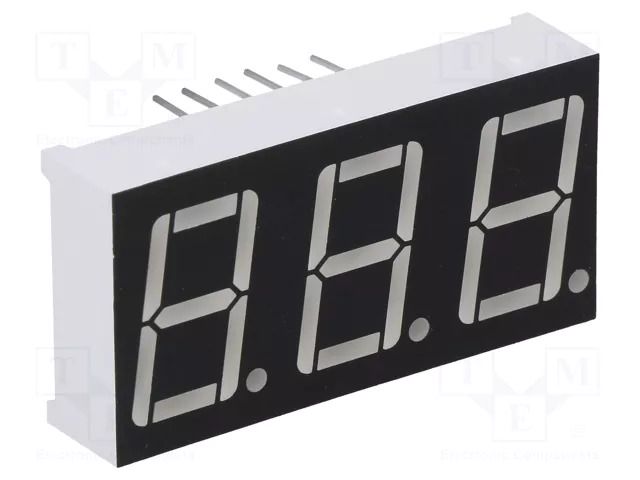 Display: LED; 7-segment; 14.22mm; 0.56"; No.char: 3; green; 6.5mcd WENRUN LTD056AAG-103A